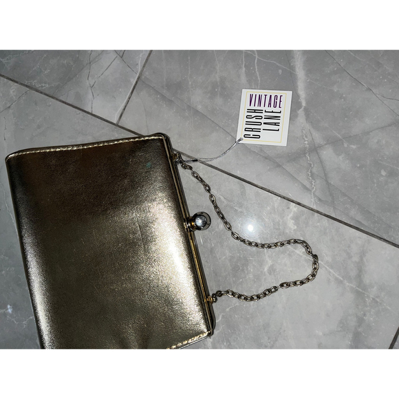Vintage Gold Metallic Clutch with Chain - Picture 2 of 9
